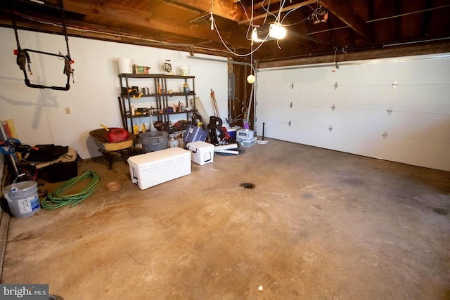 garage with a garage door opener