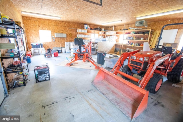 garage featuring a workshop area