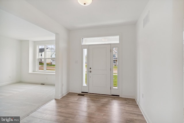 entrance foyer with light hardwood / wood-style flooring