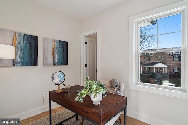 office area featuring hardwood / wood-style flooring