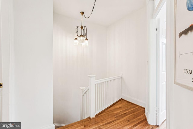 hallway with hardwood / wood-style flooring