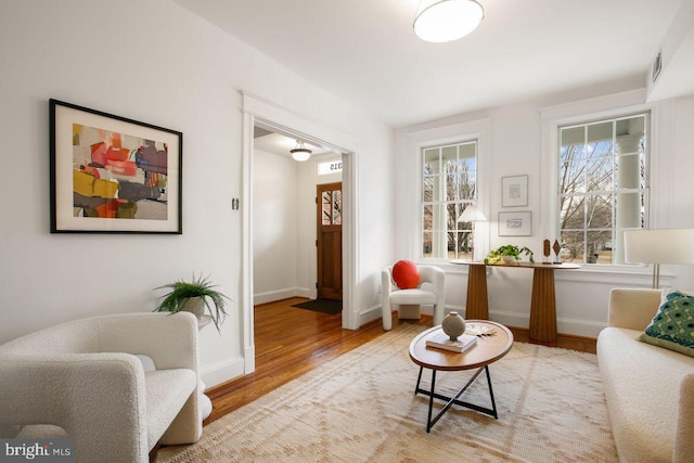 living area featuring light wood-type flooring