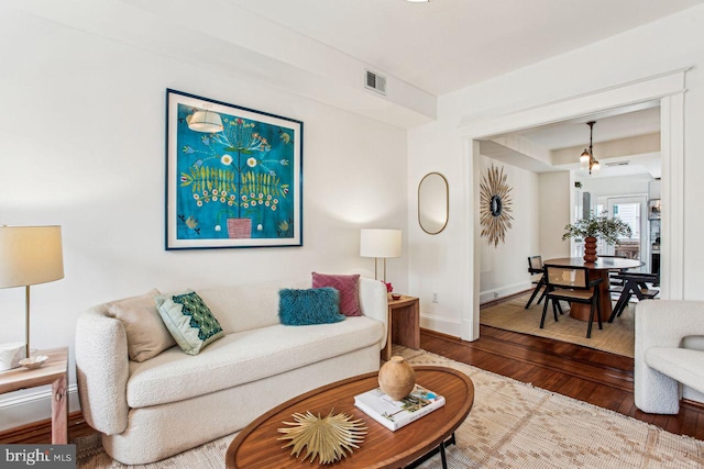 living room featuring hardwood / wood-style flooring