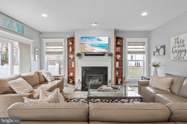 living room featuring a healthy amount of sunlight