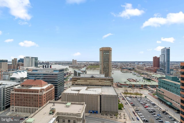 property's view of city with a water view