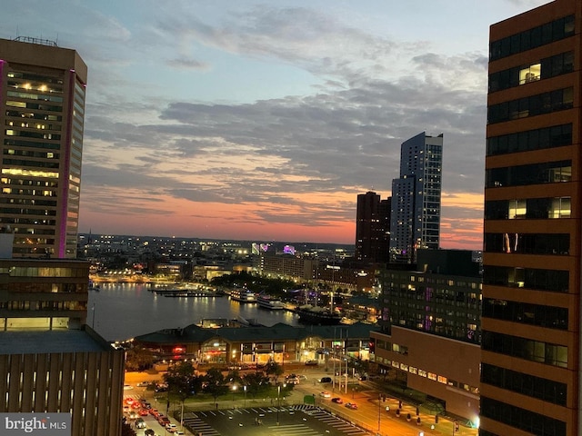 view of city with a water view