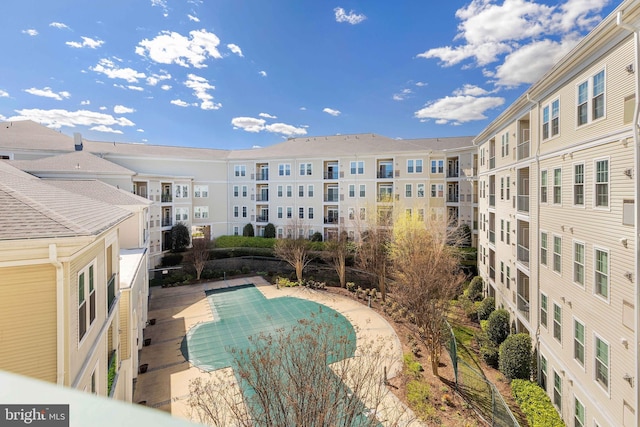 view of swimming pool with a patio area