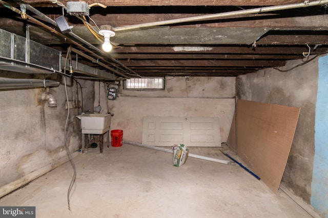 basement with sink