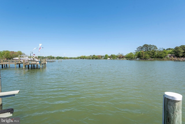 water view with a boat dock