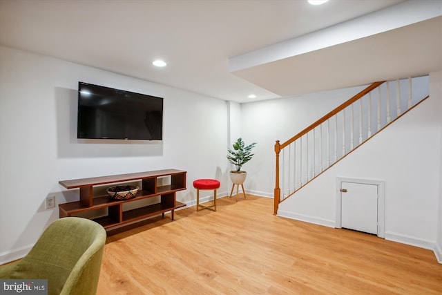 living room with wood-type flooring