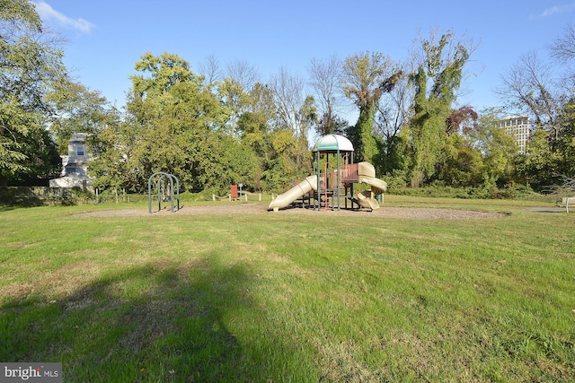 view of yard featuring a playground