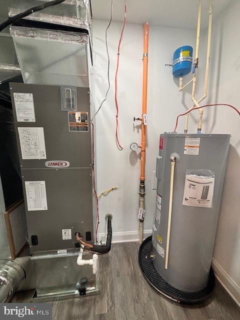 utilities with water heater and heating unit