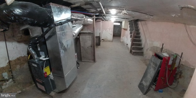 basement with heating unit