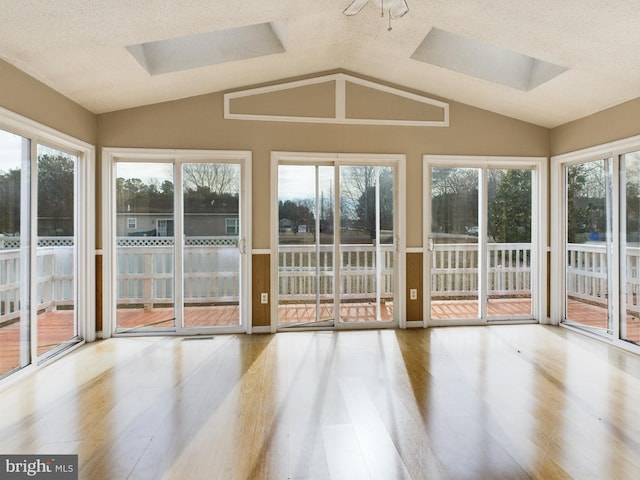 23338 Park Ave, Georgetown, DE 19947 - unfurnished sunroom featuring vaulted ceiling with skylight