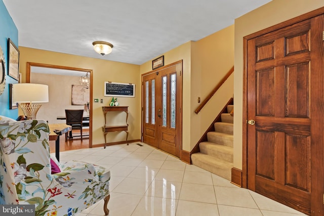 view of tiled entrance foyer