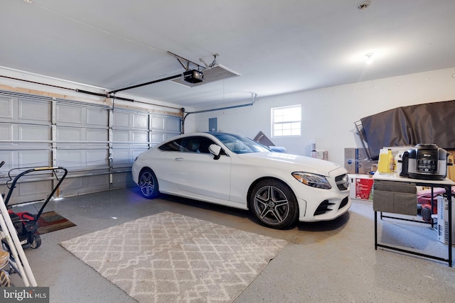 garage with a garage door opener