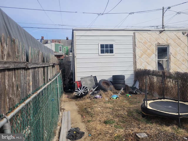 exterior space featuring a trampoline