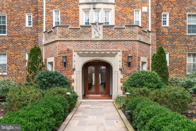 property entrance featuring french doors