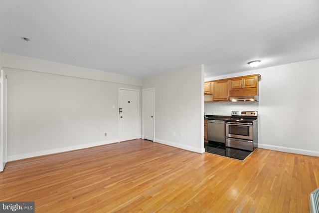 unfurnished living room featuring light hardwood / wood-style flooring