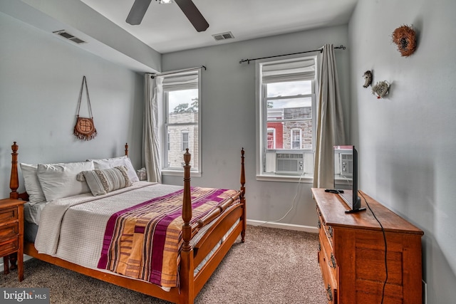 bedroom featuring carpet and ceiling fan