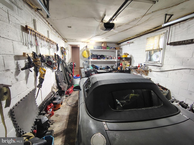 garage with a garage door opener