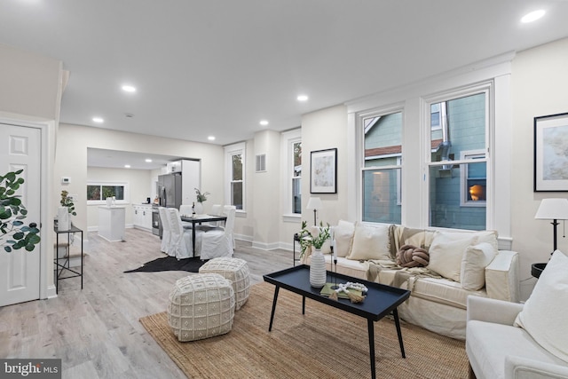 living room featuring light hardwood / wood-style flooring