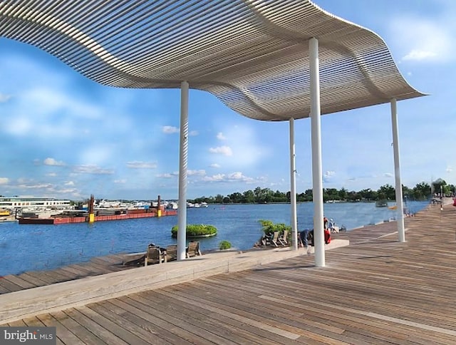 view of dock featuring a water view