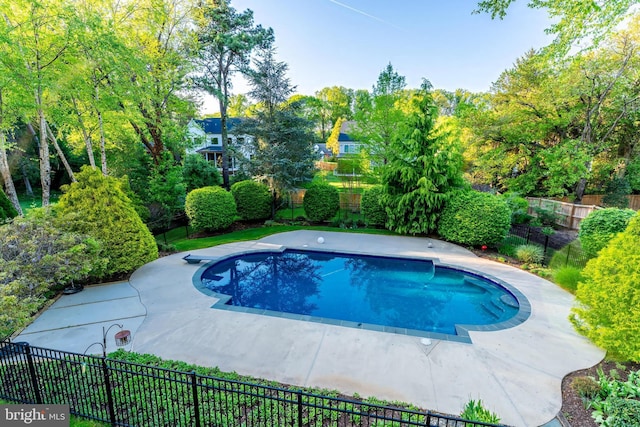 view of pool featuring fence and a fenced in pool
