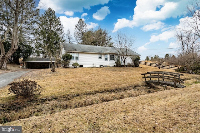 exterior space featuring a yard