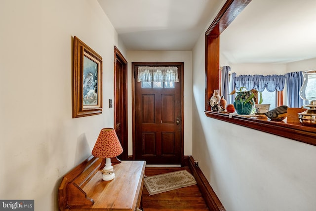 entryway with hardwood / wood-style floors