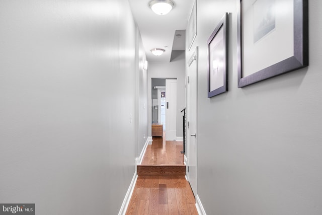 corridor with hardwood / wood-style floors