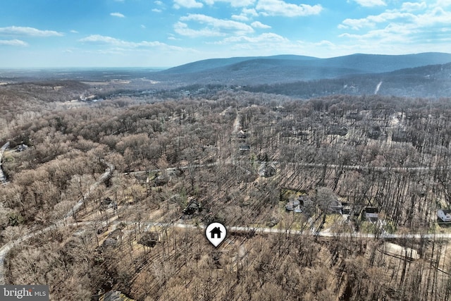 drone / aerial view with a mountain view