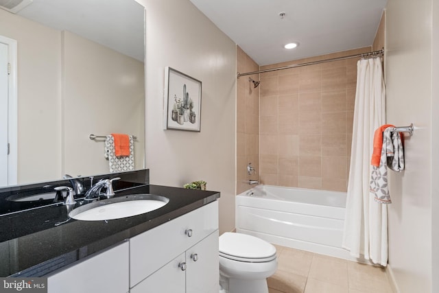11990 Market St Unit 1311, Reston, VA 20190 - full bathroom featuring toilet, shower / bath combo, visible vents, tile patterned flooring, and vanity