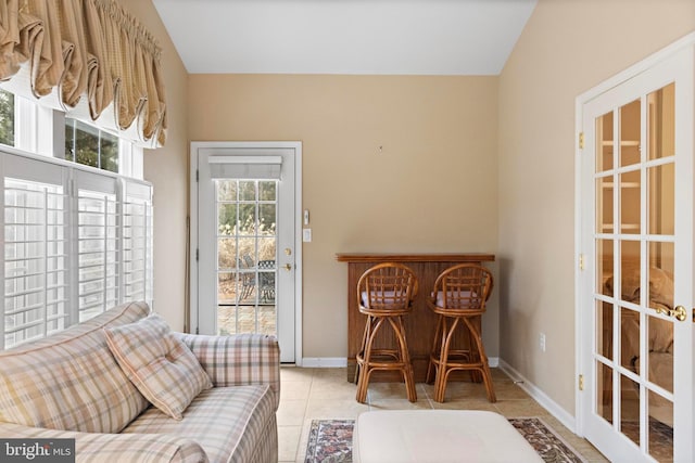 living area with light tile patterned flooring