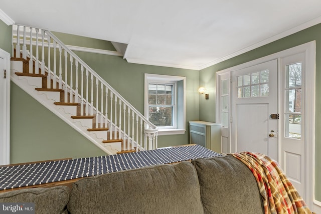 foyer with ornamental molding