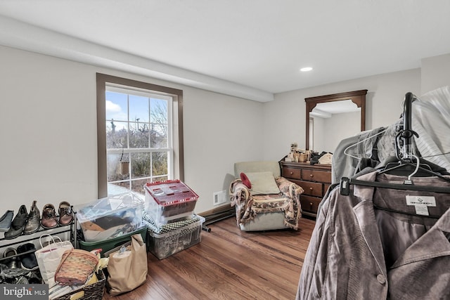 bedroom with hardwood / wood-style flooring