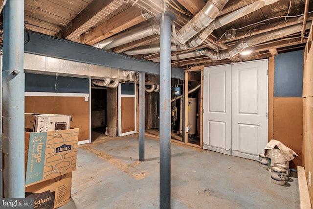 basement with water heater