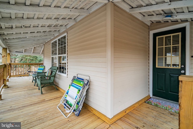 deck featuring a porch