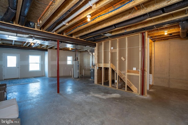 basement featuring water heater