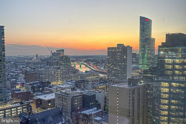 property's view of city featuring a water view