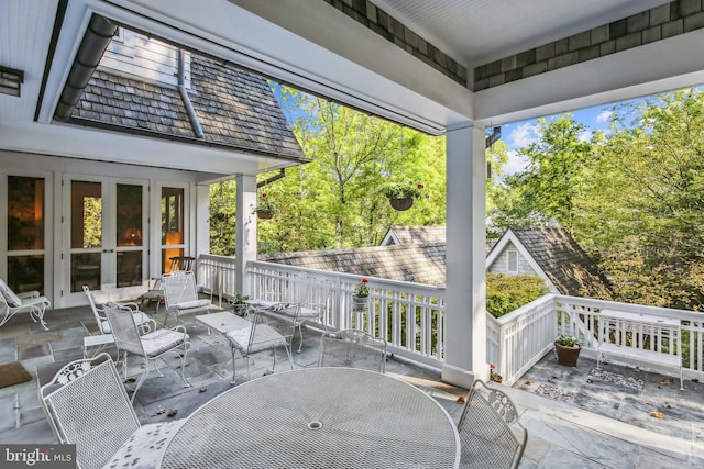 view of patio featuring french doors