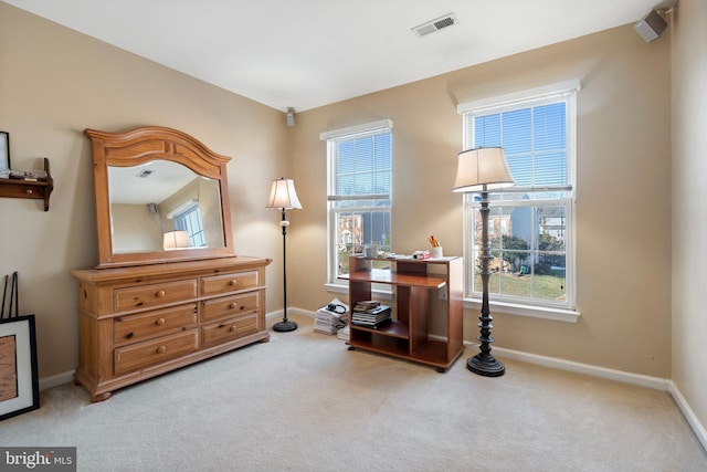 home office with carpet floors