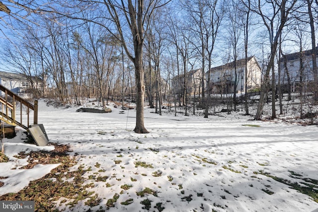 view of yard covered in snow