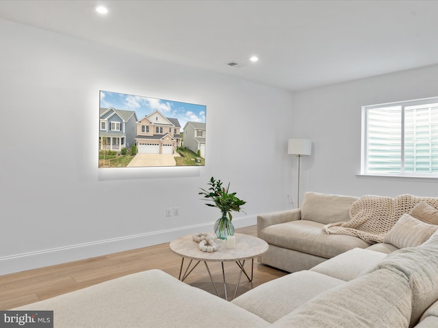 living room featuring hardwood / wood-style flooring