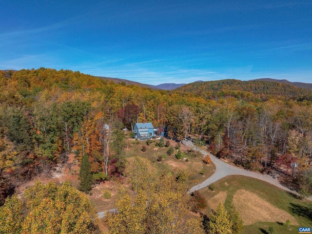 bird's eye view featuring a mountain view