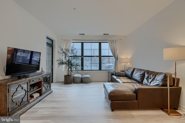 living room featuring light hardwood / wood-style floors