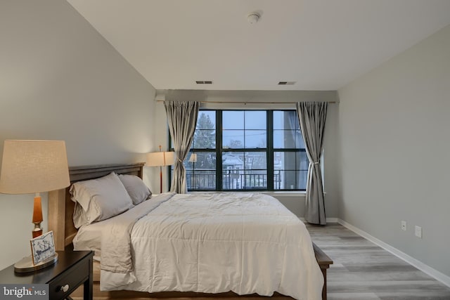 bedroom featuring light hardwood / wood-style flooring