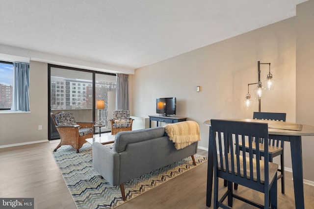 living room featuring hardwood / wood-style flooring and a wealth of natural light