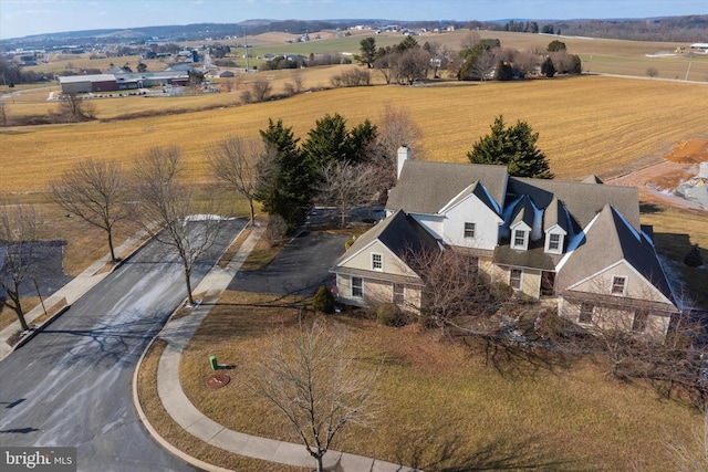 bird's eye view with a rural view