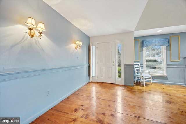 entrance foyer with light hardwood / wood-style floors